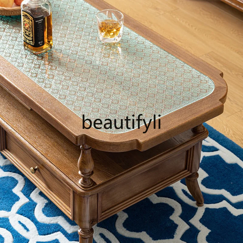 خزانة تلفزيون فاخرة أمريكية خفيفة جميعها من الخشب الصلب لغرفة المعيشة وطاولة القهوة وخزانة أرضية للتخزين