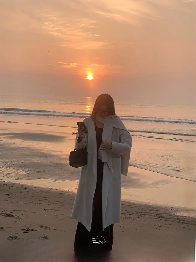 

Korean Sle Long Sweater Coat Women's Autumn Winter Lazy Loose Fitting Scarf Coat Warm Commute Sle Polyester Blend