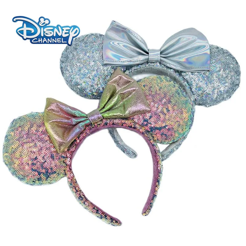 

Disney Park Mickey Ear For Women Laser Sequins Headband Minnie Mouse Ears Hairband Cosplay Adult/Kids Hair Accessory Toy