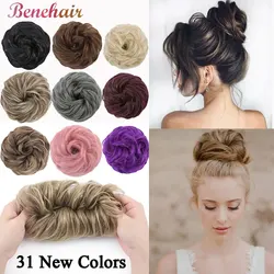 Benehair 45g Messy Hair Bun Hair Pieces Wavy Curly Synthetic Updo Fake Scrunchies Ponytail Extension Hairpieces for Women Girls