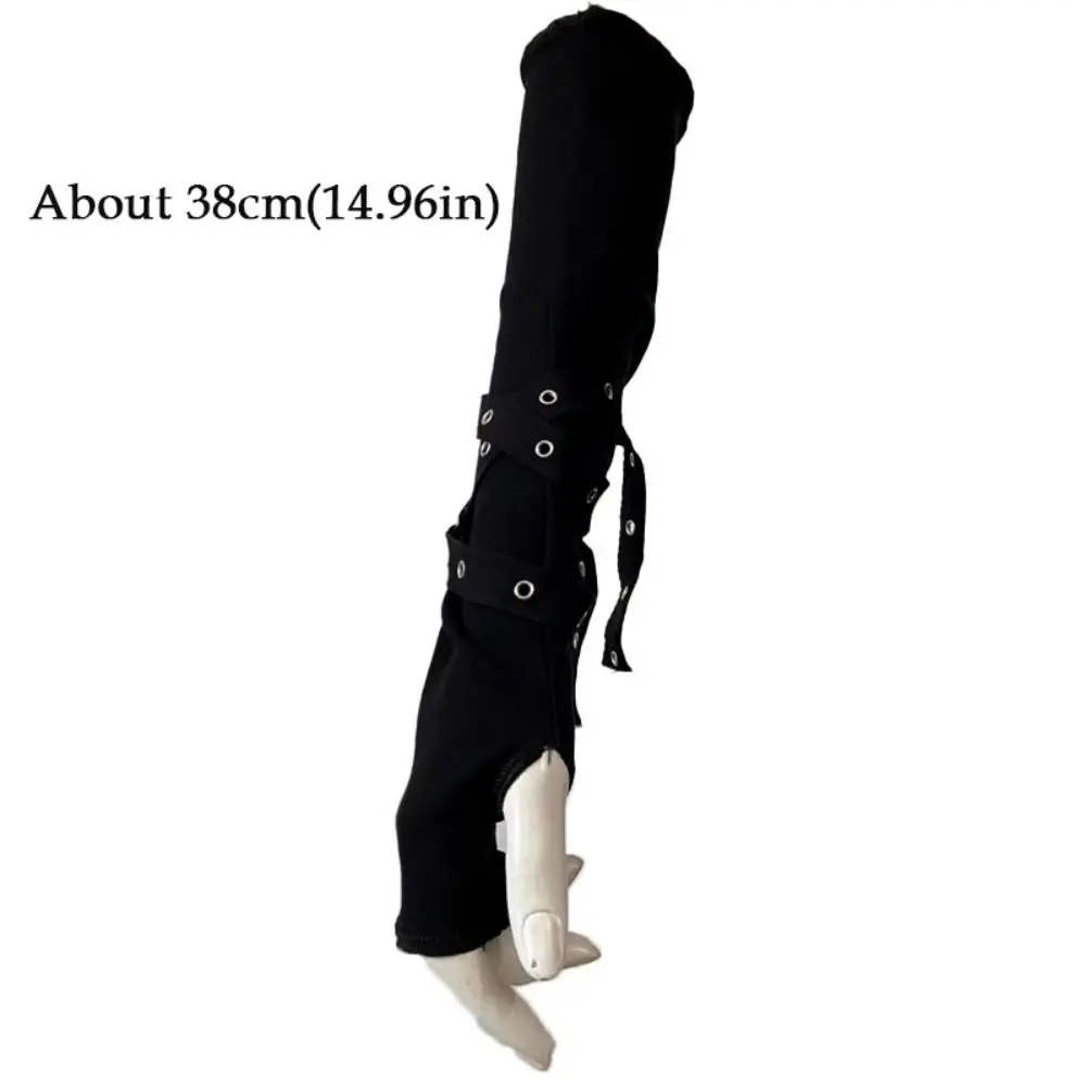 Harajuku Style Half-fingered Gothic Arm Warmer Cool Black Unisex Cuff Sun-protective Sleeve Buckle Design Punk Gloves Streetwear