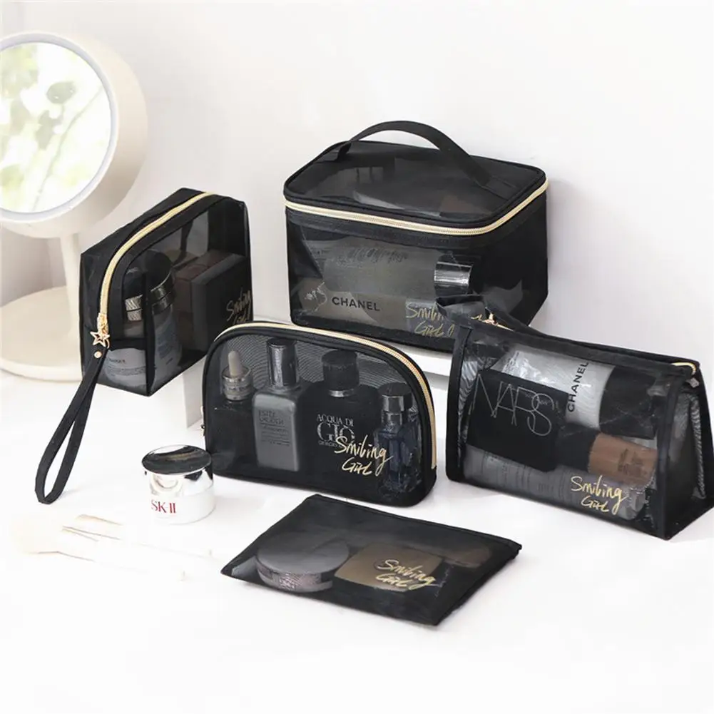 1PCS Wash Makeup Bag Large-capacity Mesh Transparent Storage Pouch Portable Travel Beach Cosmetic Handbag Dropshipping