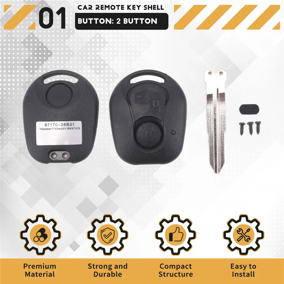 #91S (Black)2 Buttons Remote Key Shell for Ssangyong Actyon Kyron Rexton A,Automotive Parts & Accessories