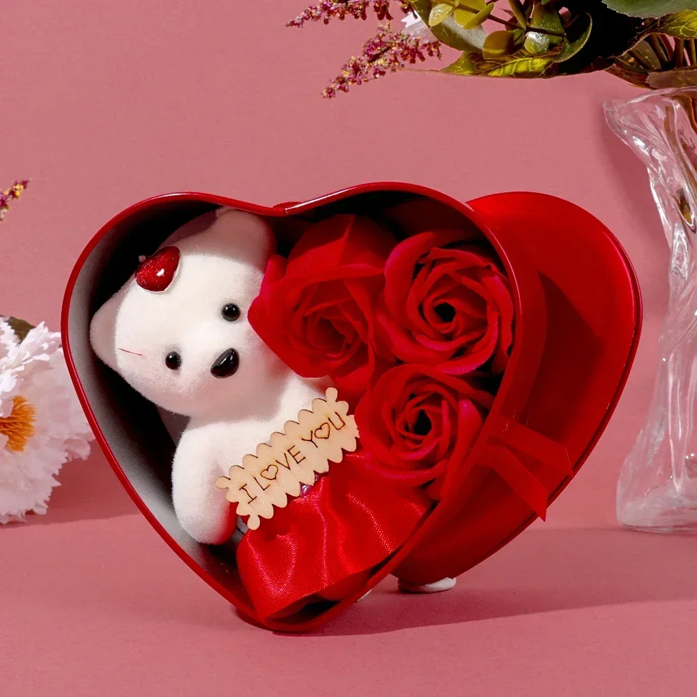 Bär Seife Rose Geschenkbox Valentinstag Blume Liebe Box Bären Blumenstrauß Hochzeit Geburtstag Home Party Dekoration – Detail 6