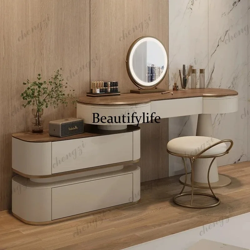 

Wood Storage Vanity Table Light Mirror Nordic Makeup Stool Dressing Table Nordic Modern Coiffeuse De Chambre Bedroom Furniture