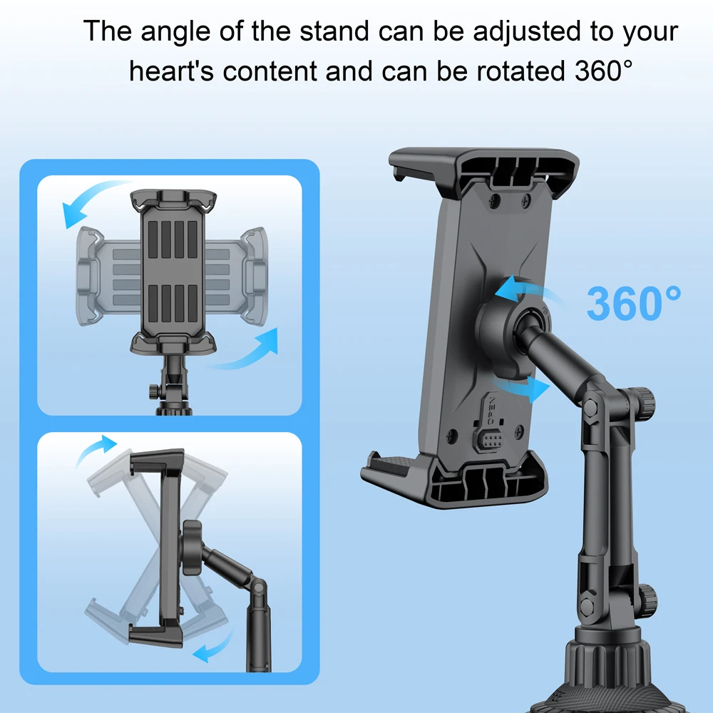 ที่วางแก้วในรถยนต์ขาตั้งแท็บเล็ตสําหรับ IPad 4-14", 360 °   ที่วางโทรศัพท์แบบหมุนได้ 270 °   Tilt, Ram Mount อุปกรณ์เสริมสําหรับรถยนต์ SUV งานหนัก