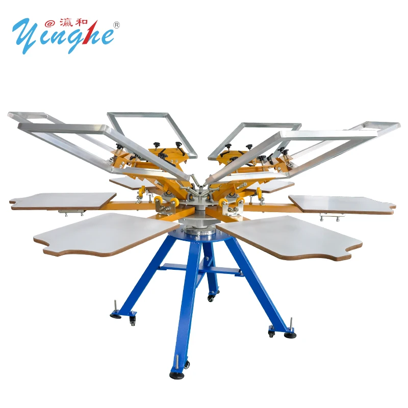 6 Color 6 Station Screen Printing Machine Manual T-shirt Screen Printer For Clothing Printing