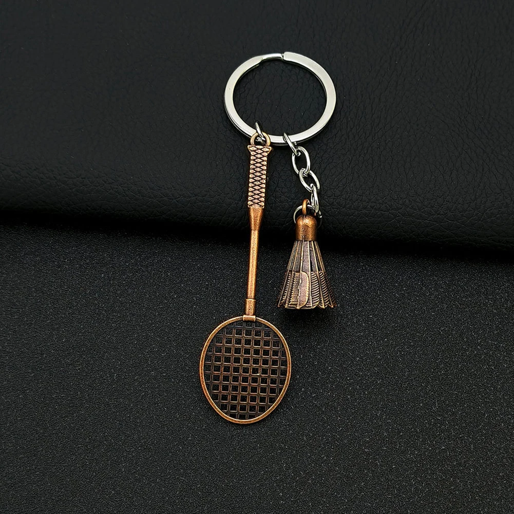 1PC Alloy Badminton Racket Keychain Sports Souvenir Pendant Car Bag Decoration Key Chain Home Decoraction Sport Style