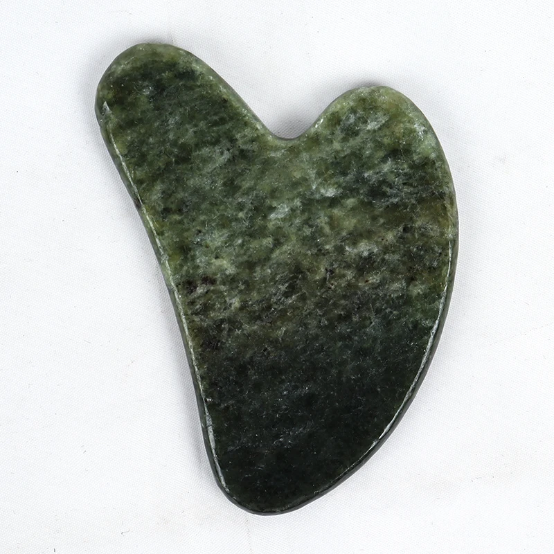 High Quality Home Use Beauty Tool Natural Nephrite Jade Heart Shape Gua Sha Kit Face Massager Facial Massage Stone Guasha Boards