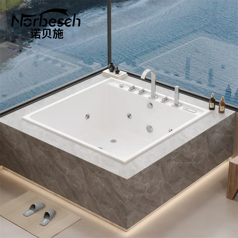 

Directly From The Manufacturer Household Square Recessed Acrylic Hotel Double Massage Surf Tub 1.1-1 M