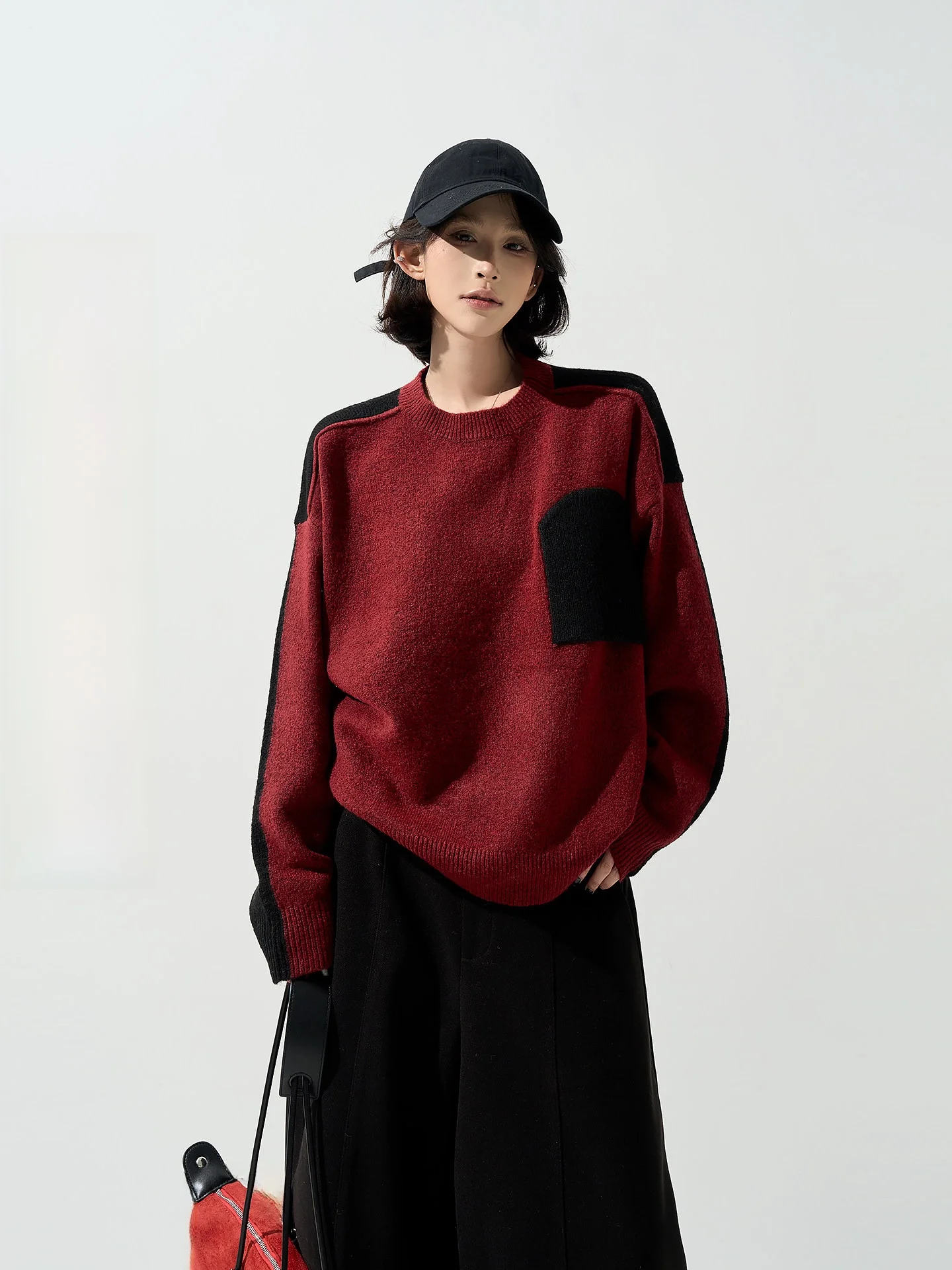 

Loose Long Sve round Ne Knitted Sweater Women's Autumn Winter Casual Sle Color Blo Design Warm Top Gucheng