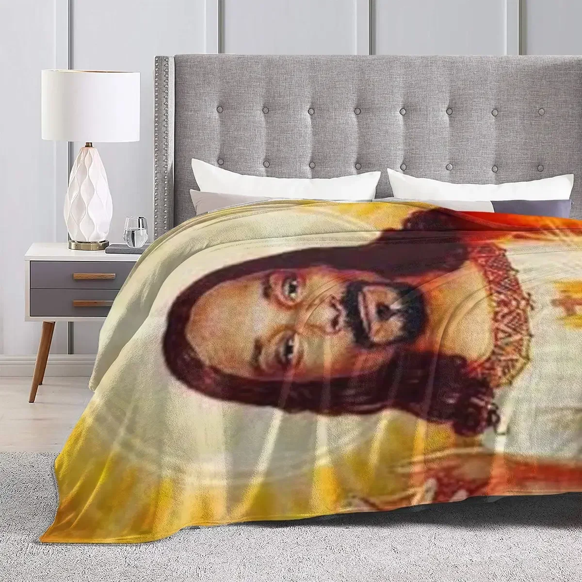 Snoop Dogg Goes Jesus Blanket Soft Warm Flannel Throw Blanket Bedspread for Bed Living room Picnic Travel Home Sofa
