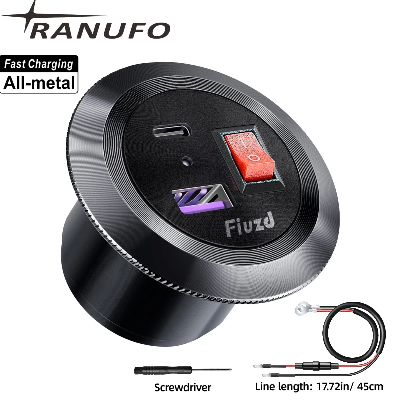 

USB-розетка 12 В/24 В, 36 Вт QC3.0 и PD Type C, 3 порта, автомобильное зарядное устройство, адаптер для зарядки, адаптер для 12 В, 24 В, мотоцикл, лодка, Marin