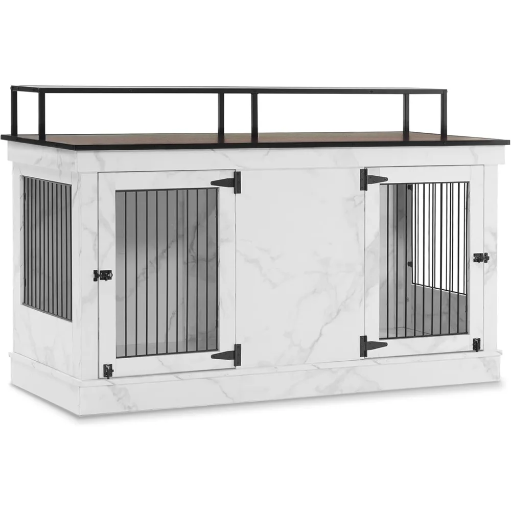 

Very / Large Dog Crate Furniture TV Stand, Wooden Pet Kennel With Double Doors, Indoor Furniture Style Dog House End Table