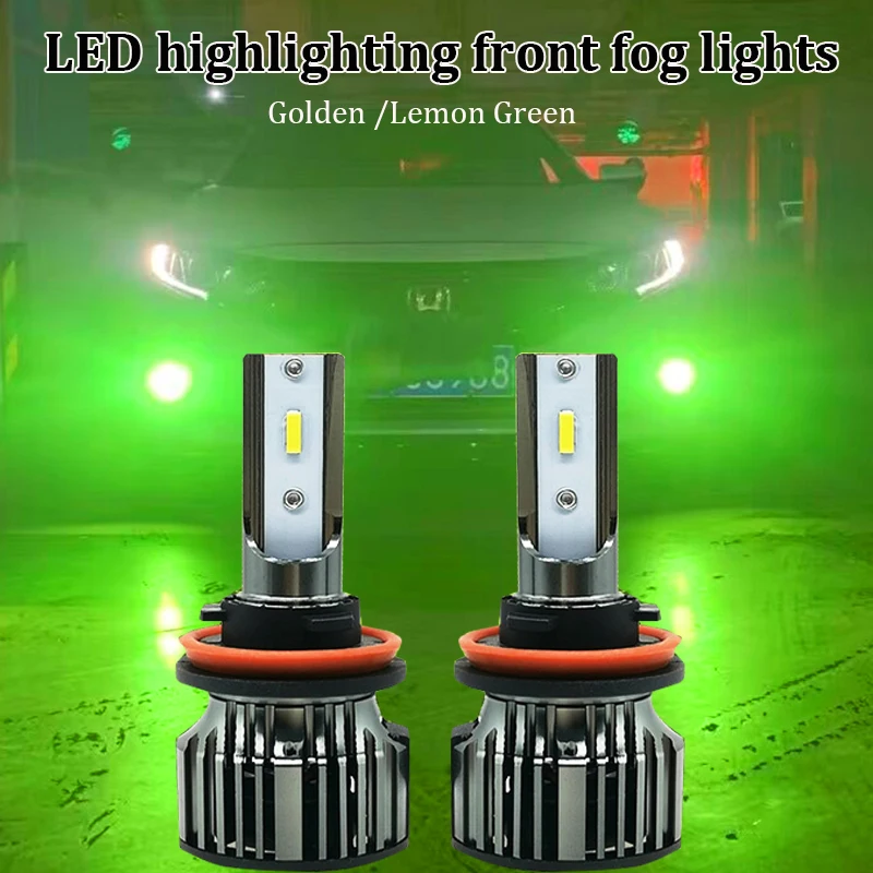 2x 3570 60W LED H4 Lemon Green Fog Light Bulb H8 H11 H7 9005 9006 Lemon Yellow Car Headlight Driving Running Front Lamps DC 12V