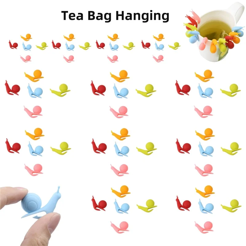 1/3/5 SET Cup Decoration Tool Randome Color Cute Snail Shape Silicone Mug Hanging Tool Tea Bag Holder Cup Tea Clips