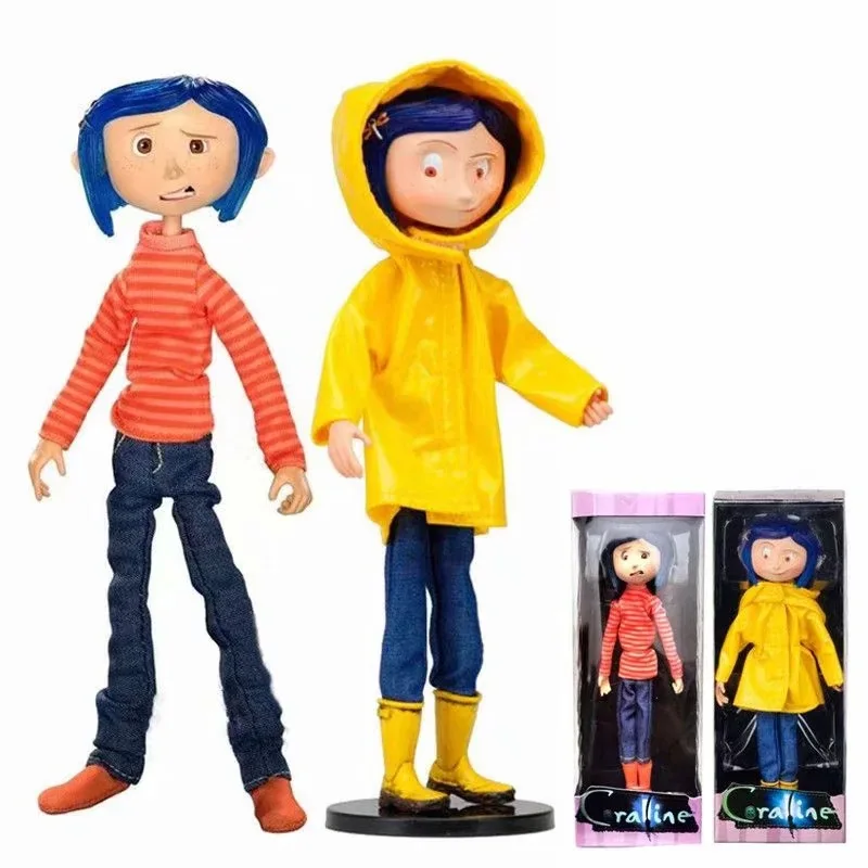 Coraline The Secret Door Figure Caroline Figures Neca Anime Figure Raincoat Pvc 7 Inche Statue Model Toy Doll Desk Ornament Gift