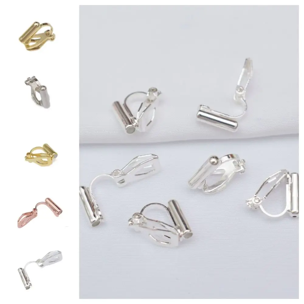 Painless Clip-on Earring Converters No Piercing Stud Earrings Ear Clip Converter Silver Gold DIY Invisible Ear Cuff