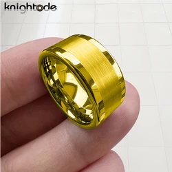 10mm 12mm Mens Tungsten Carbide Thumb Ring For Women Wedding Band Party Flat Center Brushed Finish Comfort Fit