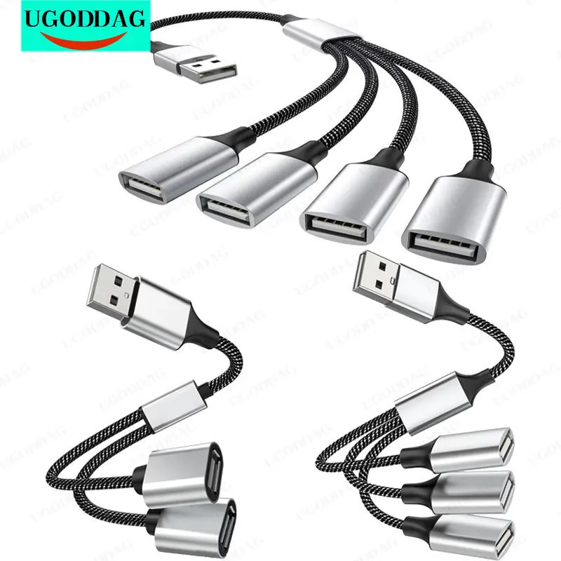 1ปลั๊ก2ปลั๊กตัวเมีย USB 2.0 OTG Extension สาย HUB Y ข้อมูลสายเคเบิลอะแดปเตอร์แปลง Splitter USB 2.0