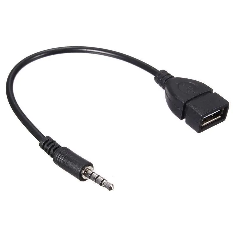 DC3.5mm Male To USB 2.0 Female Converter CD Player MP3 Audio Cable AUX Audio T-Port Plug Connection U Disk Cable 0.2m