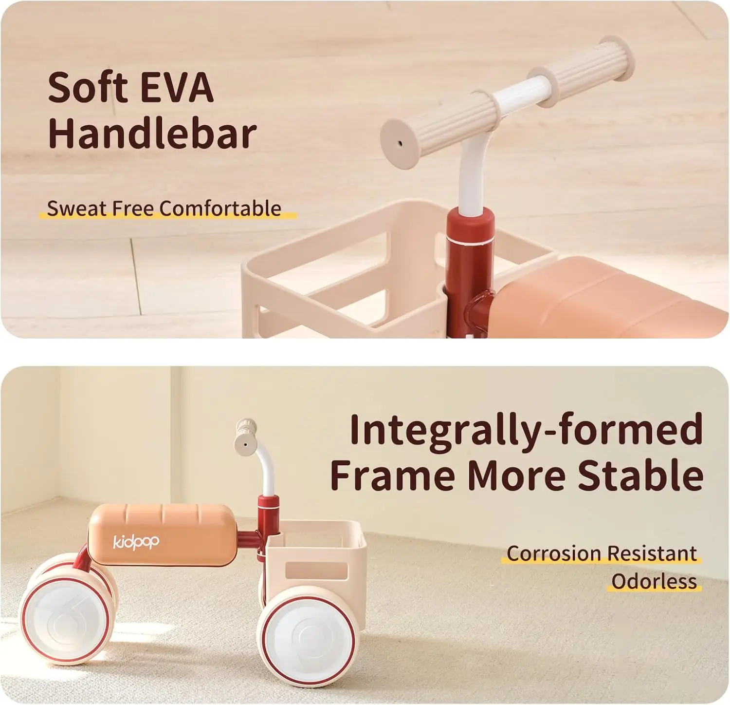 Wózek do chodzenia Toast Baby Walker, konwertowalny w rowerek, z odłączanym siedziskiem, ramą antyprzechylną i koszykiem z materiałów spożywczych, rowerek biegowy dla dzieci w wieku 10-36 miesięcy.