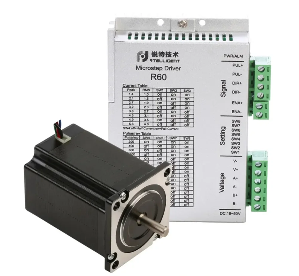 57mm  Hybrid 2 phase 1.3Nm~3N.M Stepping Nema 23 Stepper Motor Set Cnc Stepper Motor Driver R60 Kit