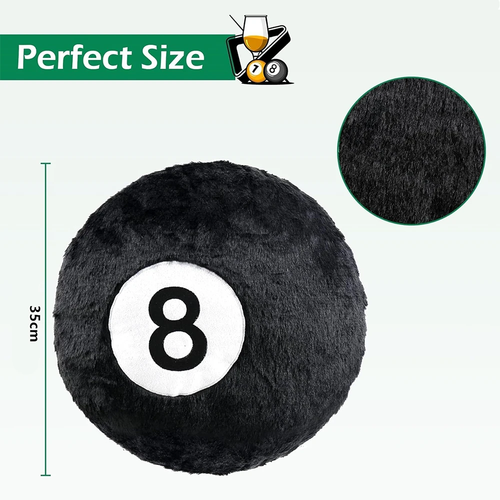 35cm 8 Ball Throw Pillow Black 8 Balls Plush Stuffed Sports Throw Pillows Cushion Home Sofa Cushion For Bedroom Living Room