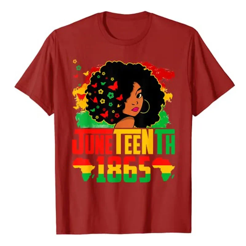 Juneteenth é meu dia da independência afro melanina preto camiseta feminina 16 de junho desde 1865 camiseta gráfica topo moda rainha mulher roupa