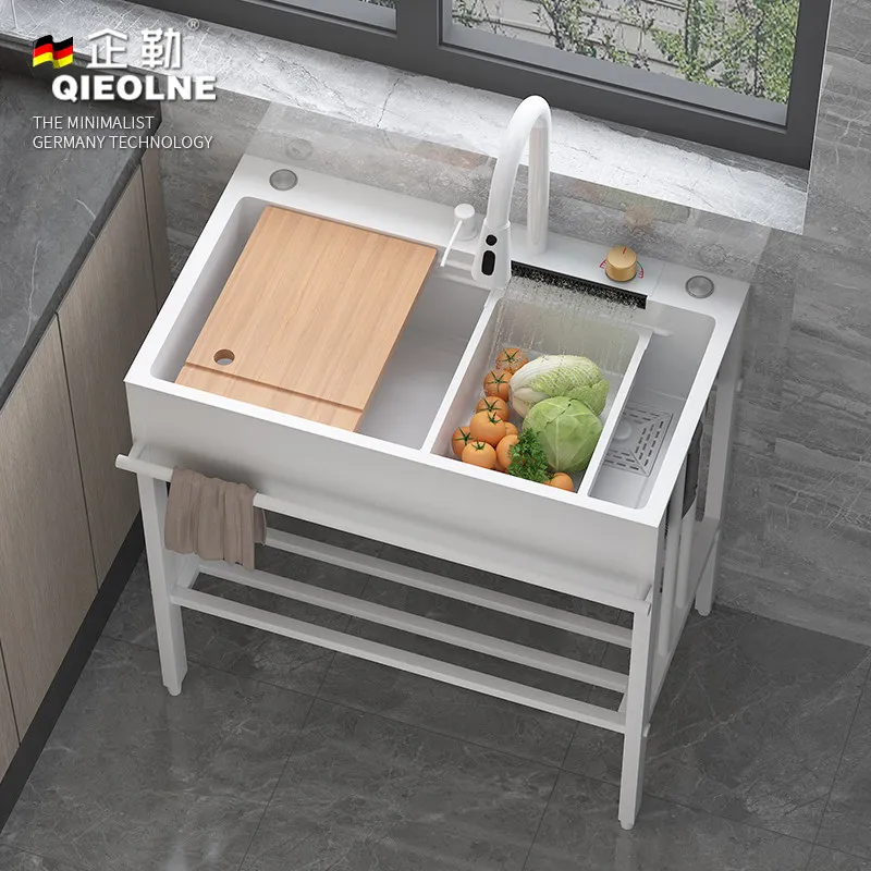 Kitchen Stainless steel sink with bracket Household Feiyu black dishwasher Commercial integrated single tank Thickened vegetable