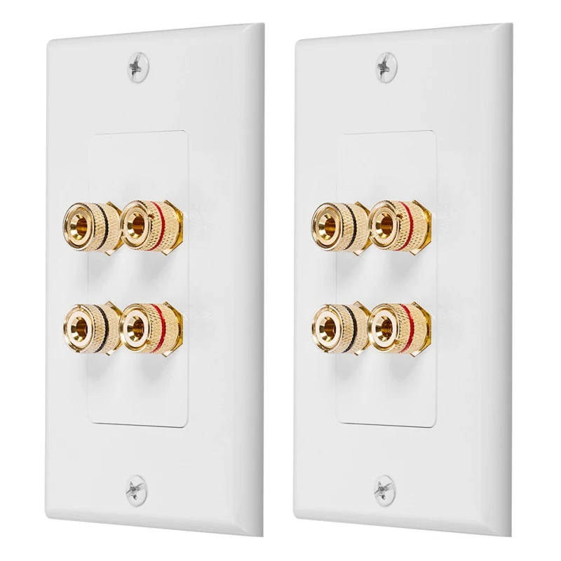 2X 4 Posts Speaker Wall Plate Home Theater Wall Plate Audio Panel for 2 Speakers