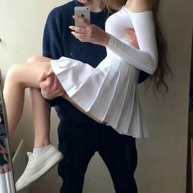 

Плиссированная юбка с высокой талией, женская уличная противолегкая прогулочная юбка, утягивающая теннисная юбка, удлиняющая нога