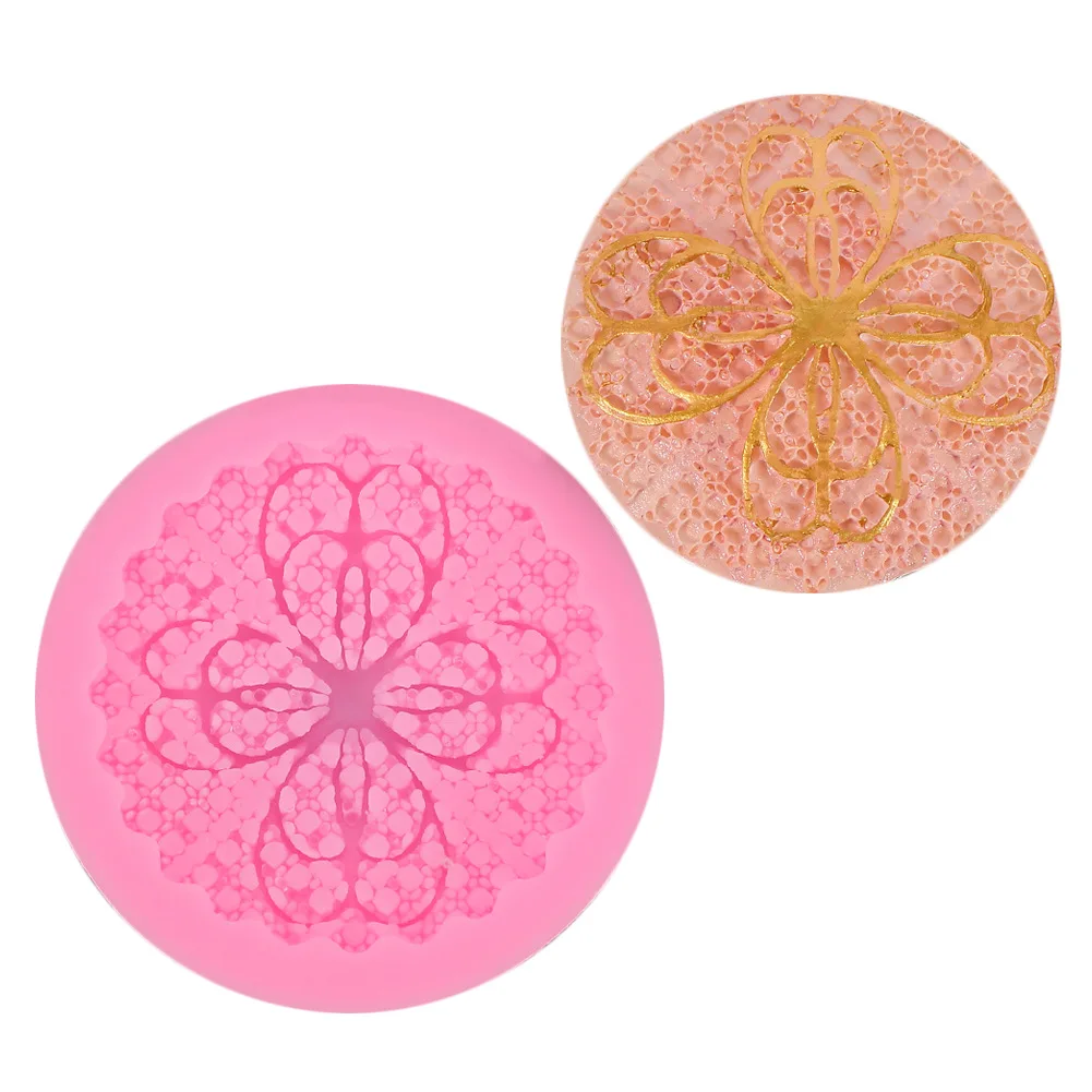 New Round Snowflake Flower Lace Fondant Mold Sugarcraft Pad Cake Cupcake Decoration Icing Silicone Molds DIY Embossing Mat Maker