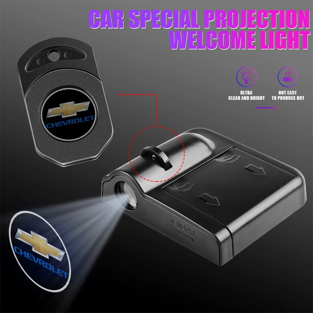 1PC Wireless Car Door Welcome Light LED Projector Lamp Car Badge For Chevrolet Captiva Lacetti Aveo Cruze Malibu Camaro Cavalier