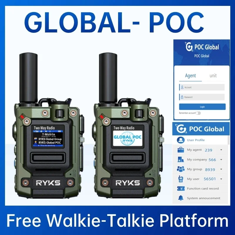 Walkie Talkie Geen Afstand Limiet Gratis Platform Intercom Lange Standby Draagbare Meer dan 500 Mijl Draadloze Set 4G