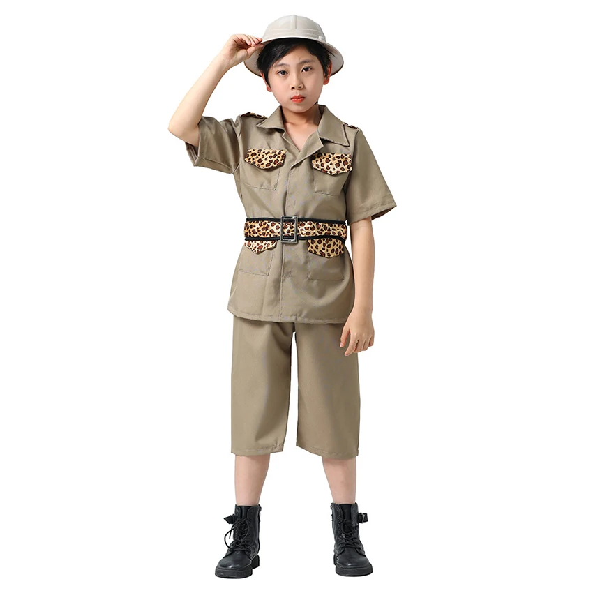 Jungle Explorer Wildlife Patrol Protector Uniform Halloween Costume for Kid Forest Fanger Cosplay Role Play Carnival Dress Suits