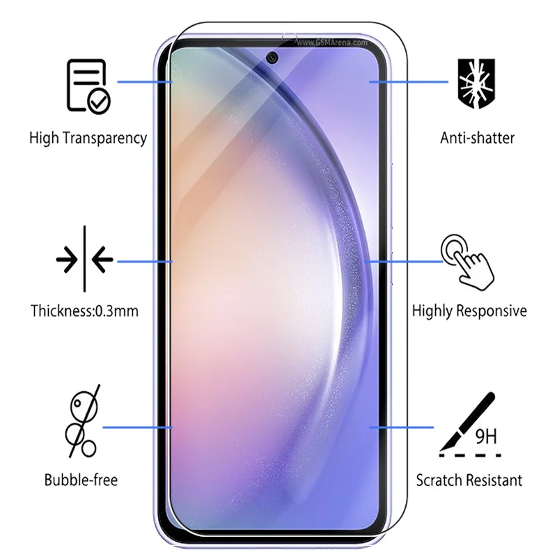 3 uds vidrio protector para Samsung Galaxy A54 A 54 54A 5G protectores de pantalla de vidrio templado armadura película de protección de seguridad 6,4 pulgadas