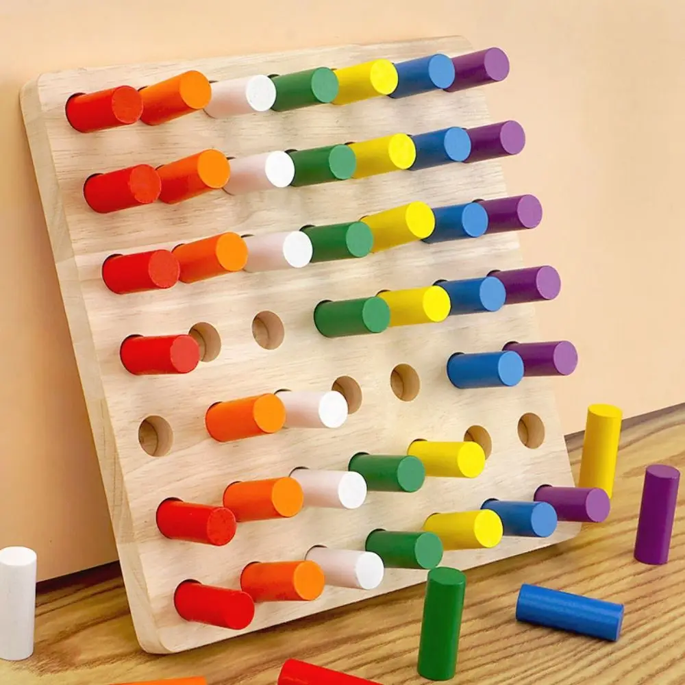 Plugboard educativo cognitivo di colore in legno Gioco da tavolo interattivo con abbinamento di colori Intelligenza portatile per l'educazione precoce fai-da-te