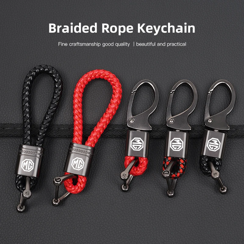 

Car Styling Keychain Leather Woven Rope Metal Key Ring For Morris Garages MG MG3 MG5 MG6 MG7 GT GS Hector HS ZS ZX EZS EHS MG3SW