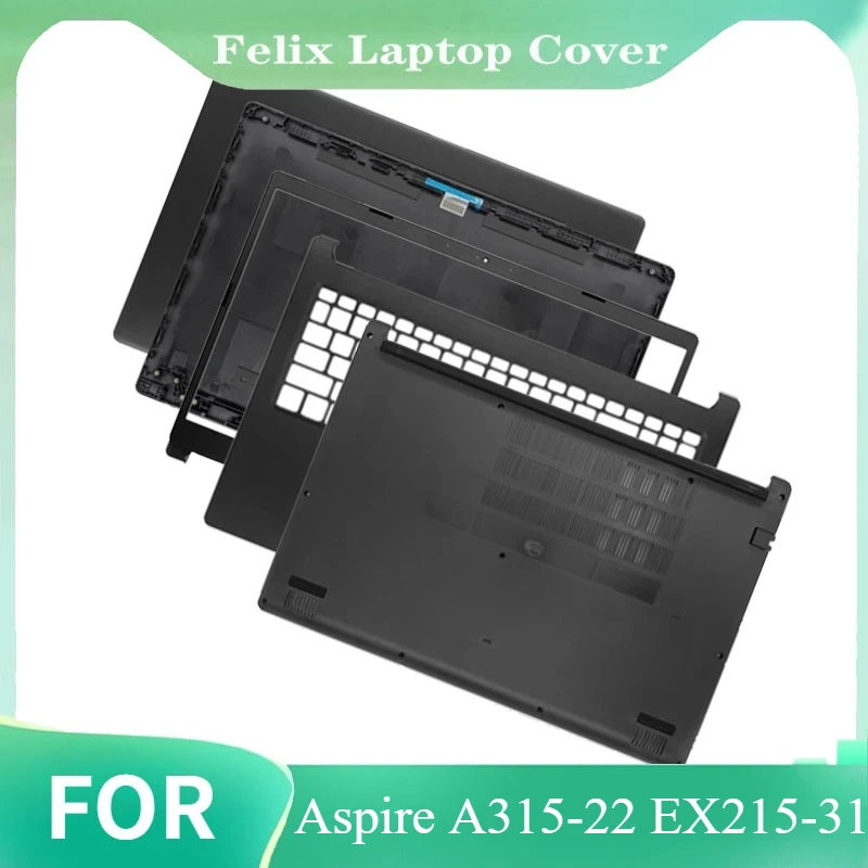 

New Laptop LCD Back Cover Front Bezel Palmrest Upper Hingecover For Aspire A315-22 EX215-31 Bottom Case Balck Replace Part