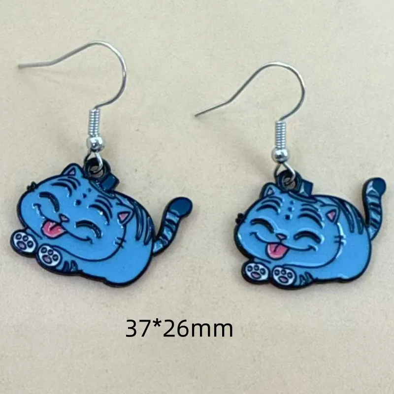 لطيف الأزرق ليتل النمر القرط الأزياء الكرتون هريرة استرخى أقراط للنساء المينا قطرة الحيوان العصرية مجوهرات فتاة هدية