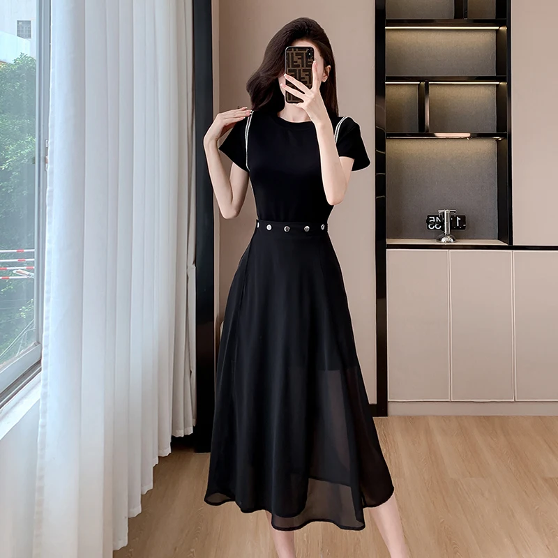 Ensemble dr ort Sve pour femmes, t-shirt et jupe Me, deux pièces en Fiber de Polyester, couleur Pure, nouvelle collection été 2024