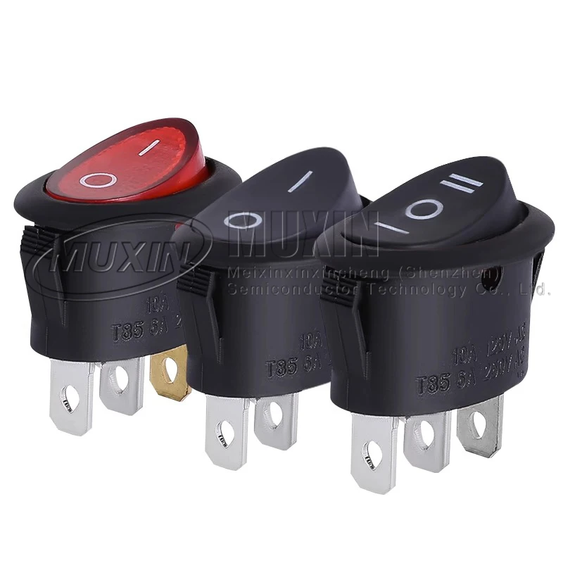 2PCS KCD1 Oval Rocker Switch ON-OFF ON-OFF-ON 2 3 Pins Fan Electric Kettle Power Switch 6A 250VAC / 10A 125VAC