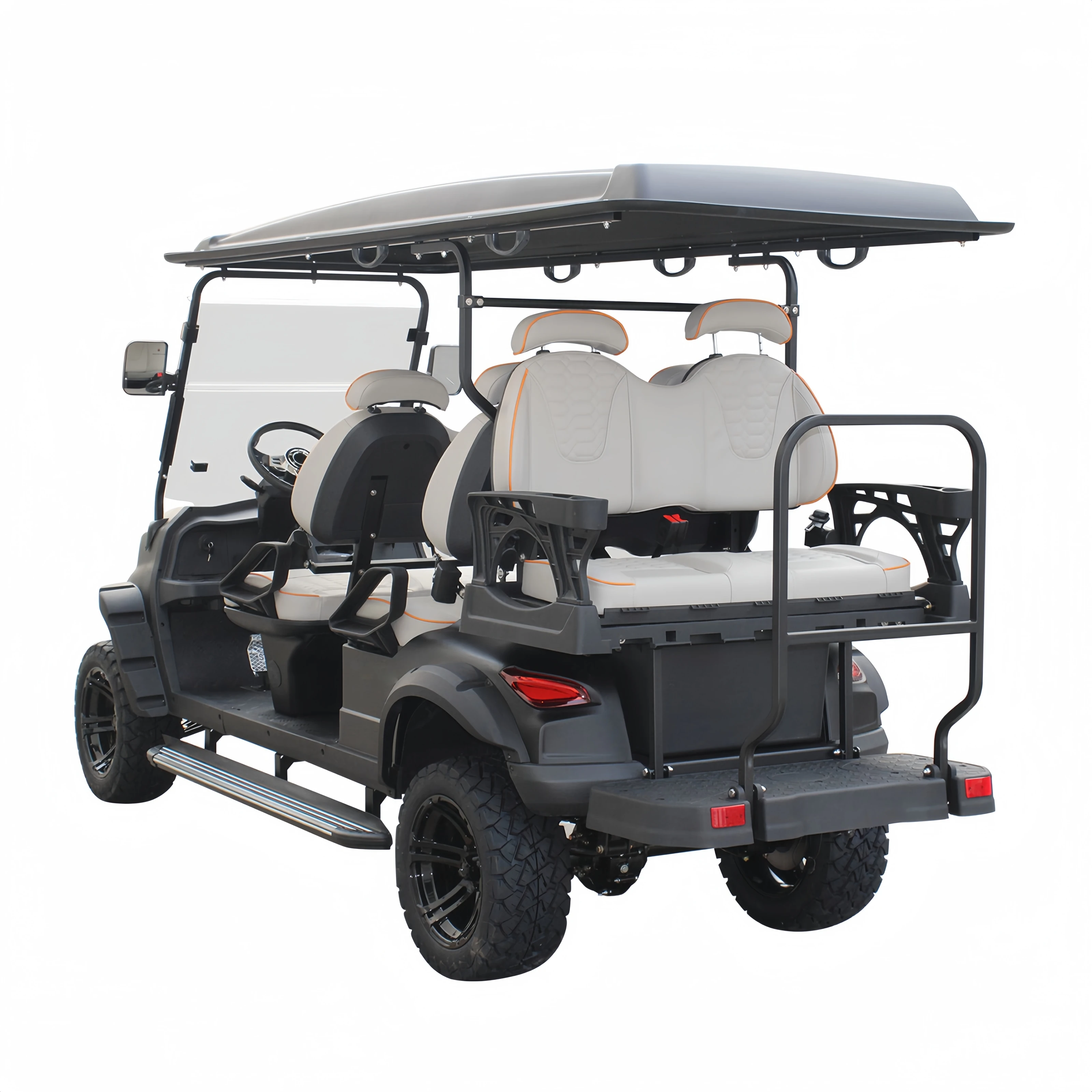 New Design Electric Hunting off Road Golf Black 14 Inch Tires 4 Seat 72V Lithium Battery Golf Cart