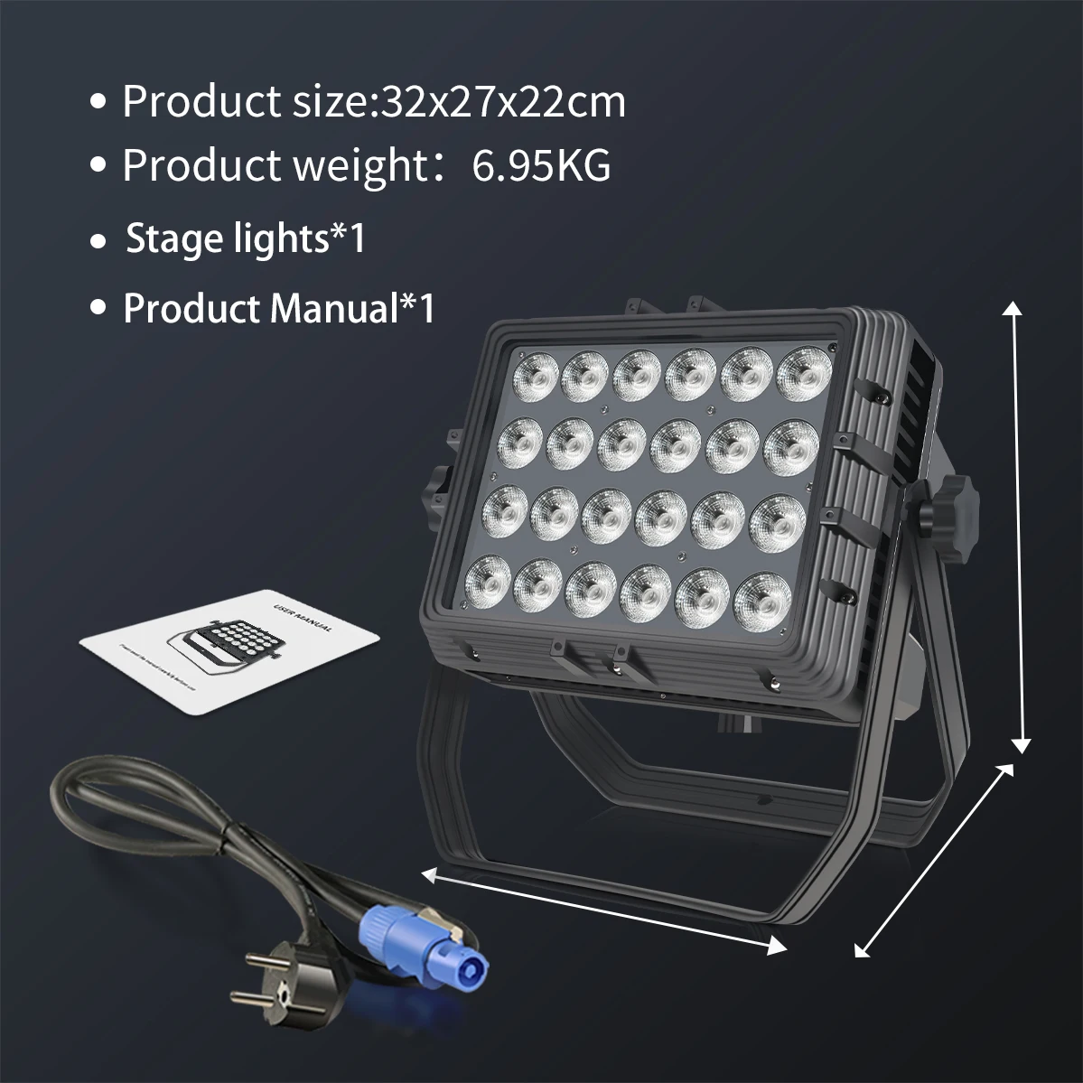 24x12W RGBW/24x18W RGBWA UV 6 in 1 LED Square Par Light Outdoor Waterproof Stage Light DMX Control DJ Disco Equipment Lighting