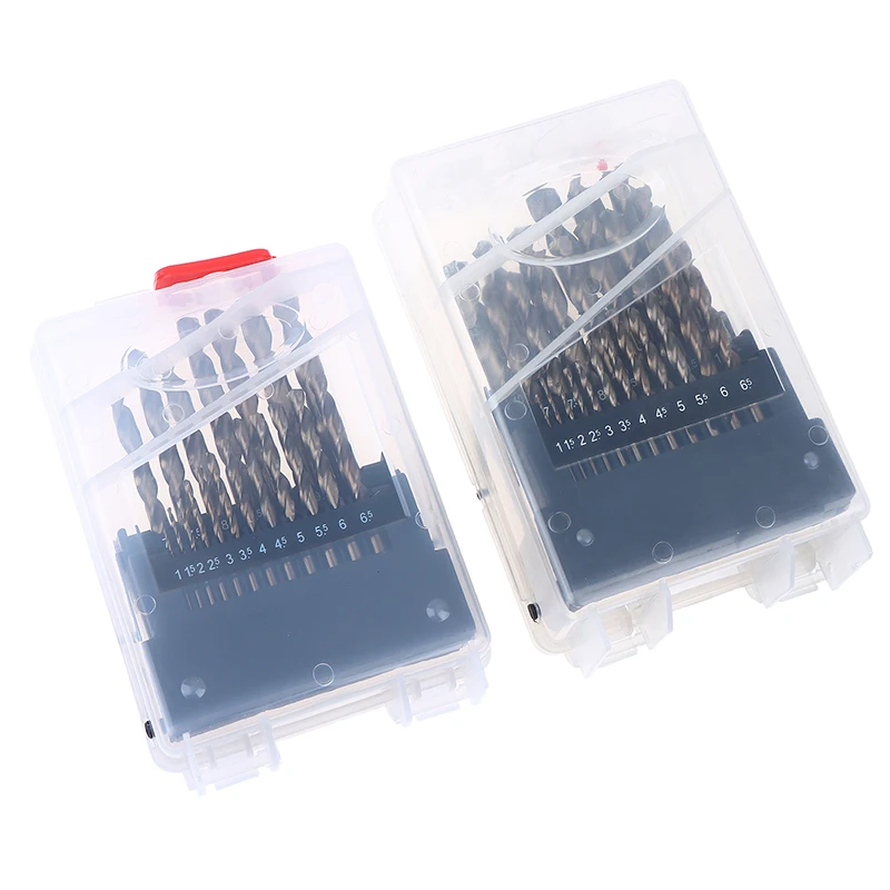 

13/19/25Pcs 1.5-6.5mm HSS M35 Cobalt High Speed Steel Twist Drill Bit Tool Set For Metal Stainless Steel Drilling