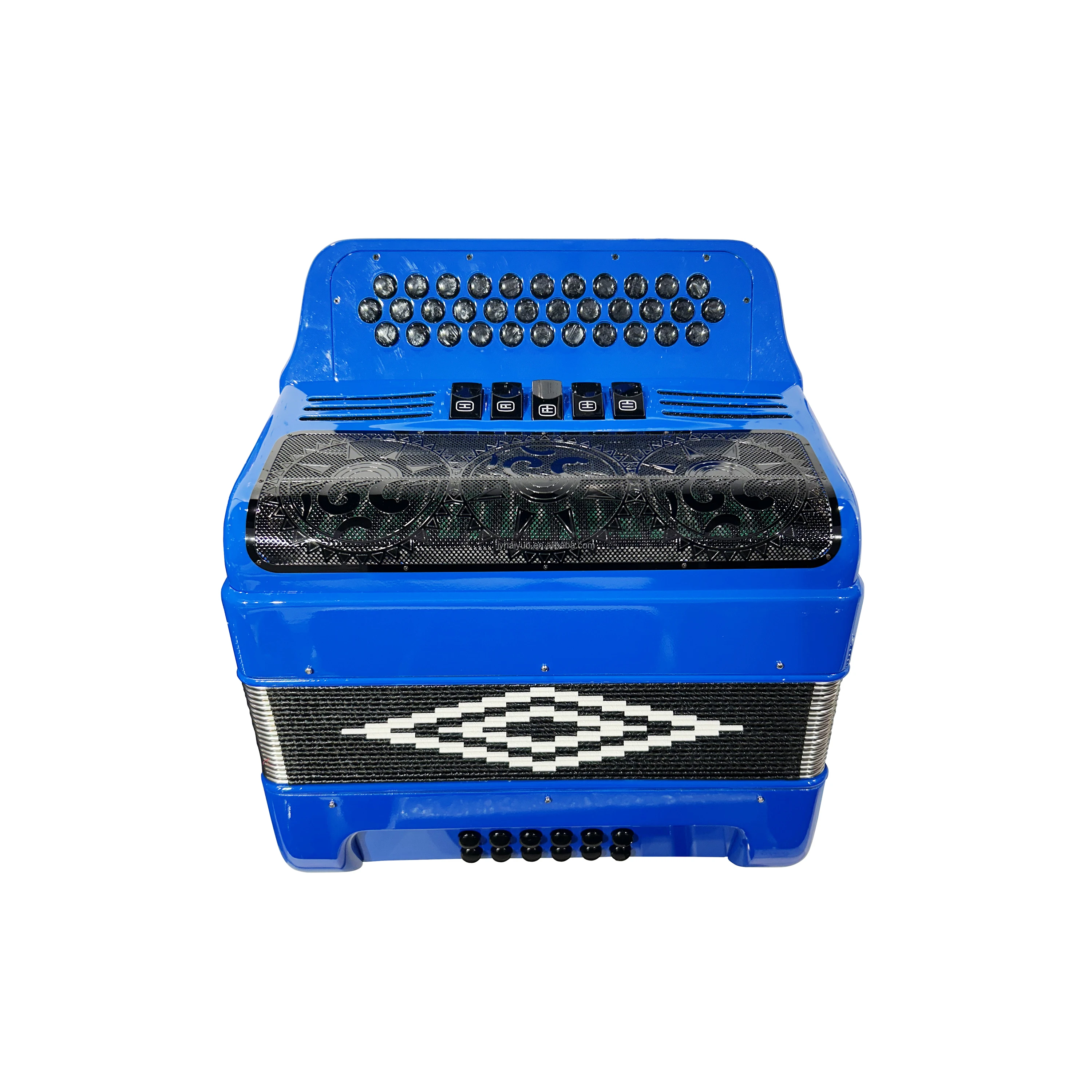 

OEM диатоническая кнопка, аккордеон, 34 кнопки, 12 басов, 5 регистров, светло-голубой корпус, черный гриль, черные кнопки, дерево JB3412D