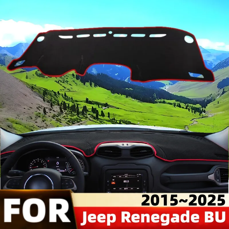 Para Jeep Renegade BU 2015-2025: Tapete Protetor de Painel Solar Anti-UV para Carro, Acessório Automotivo