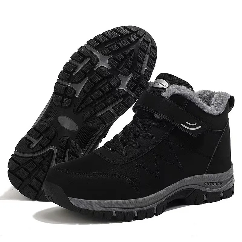 

Platform Non-slip Warm Fur Ankle Boots Plush Combat Outdoor Hiking Motorcycle Snow Boots for Men Casual Winter Shoes
