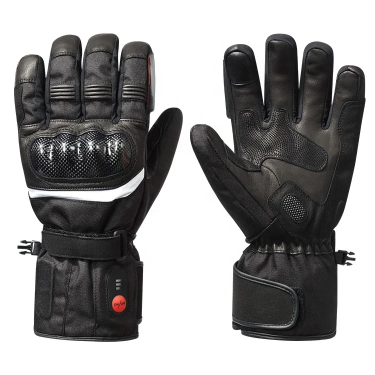 Guantes de calefacción eléctrica de cinco dedos para invierno, guantes de carreras de motocicletas alimentados por batería, pantalla táctil